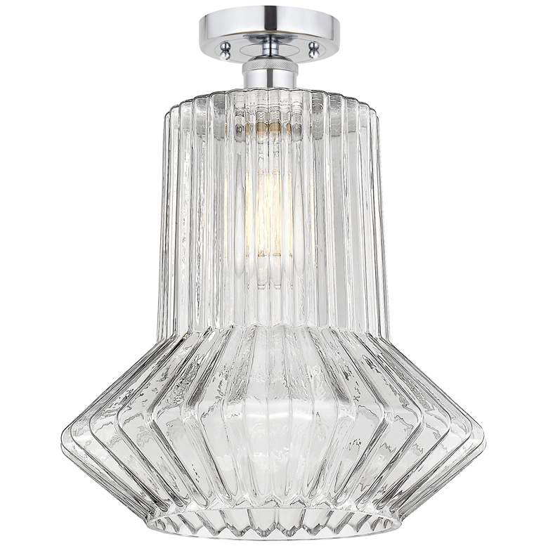 Image 1 Edison Springwater 12" Chrome Semi Flush Mount w/ Clear Spiral Fluted