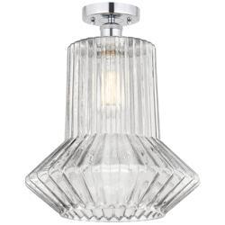 Edison Springwater 12" Chrome Semi Flush Mount w/ Clear Spiral Fluted