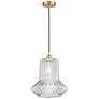 Edison Springwater 12" Gold Corded Mini Pendant w/ Spiral Fluted Shade