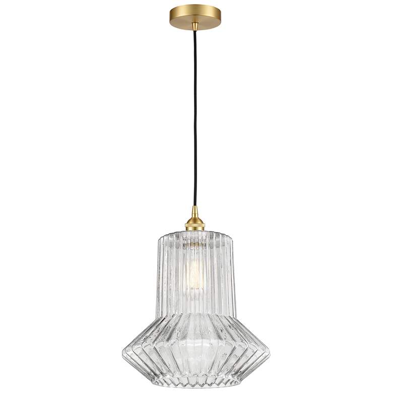 Image 1 Edison Springwater 12" Gold Corded Mini Pendant w/ Spiral Fluted Shade