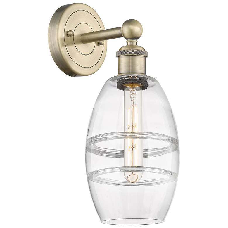 Image 1 Edison Vaz 10.38" High Antique Brass Sconce With Clear Shade