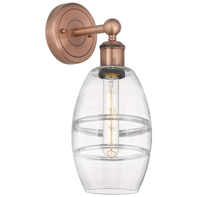 Image 1 Edison Vaz 10.38" High Antique Copper Sconce With Clear Shade