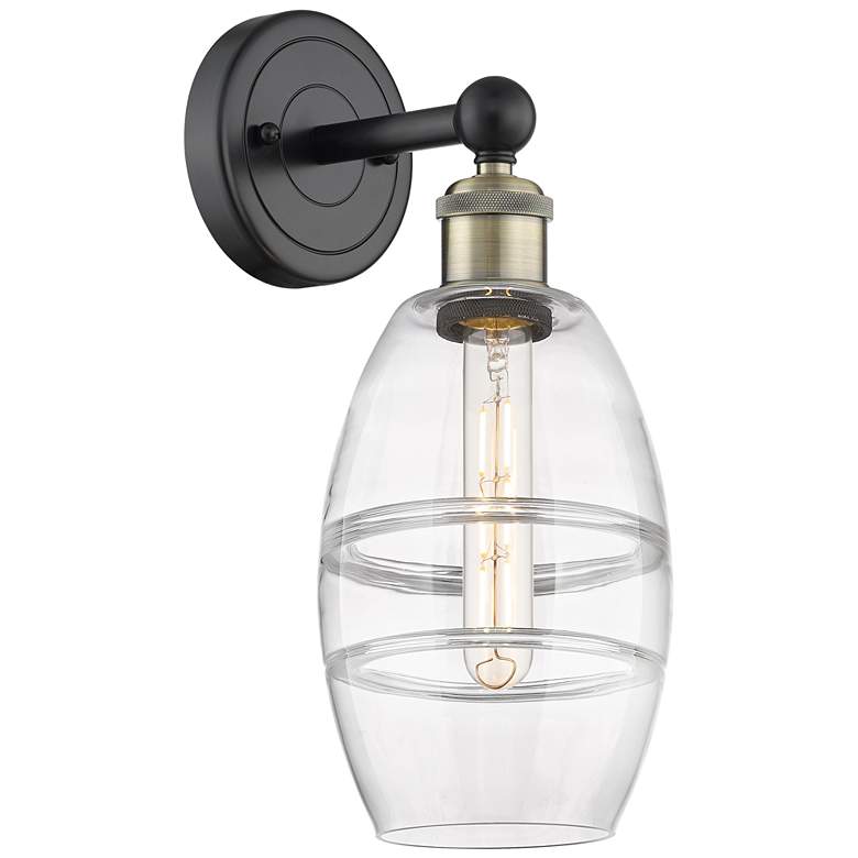 Image 1 Edison Vaz 10.38" High Black Antique Brass Sconce With Clear Shade