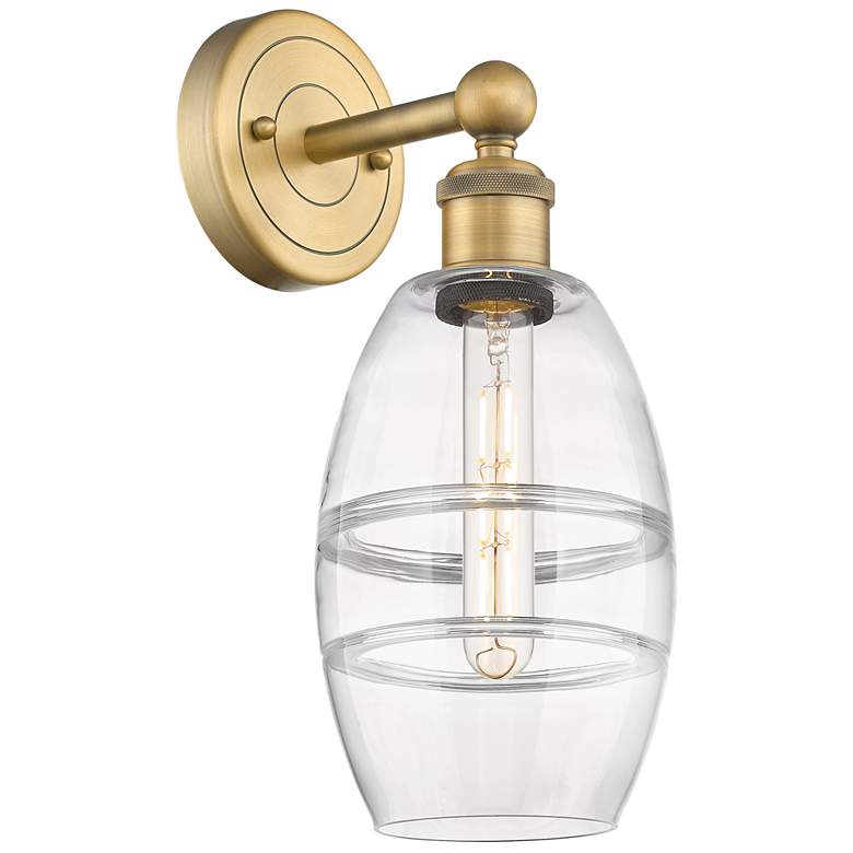 Image 1 Edison Vaz 10.38" High Brushed Brass Sconce With Clear Shade