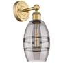 Edison Vaz 10.38" High Brushed Brass Sconce With Light Smoke Shade
