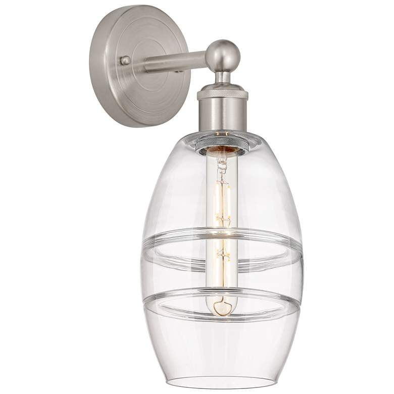 Image 1 Edison Vaz 10.38" High Brushed Satin Nickel Sconce With Clear Shade