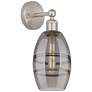 Edison Vaz 10.38" High Brushed Satin Nickel Sconce With Light Smoke Sh
