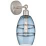 Edison Vaz 10.38" High Brushed Satin Nickel Sconce With Princess Blue