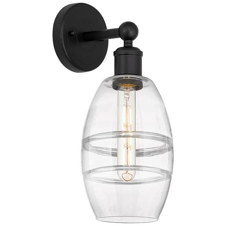 Image 1 Edison Vaz 10.38" High Matte Black Sconce With Clear Shade