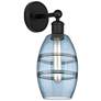 Edison Vaz 10.38" High Matte Black Sconce With Princess Blue Shade