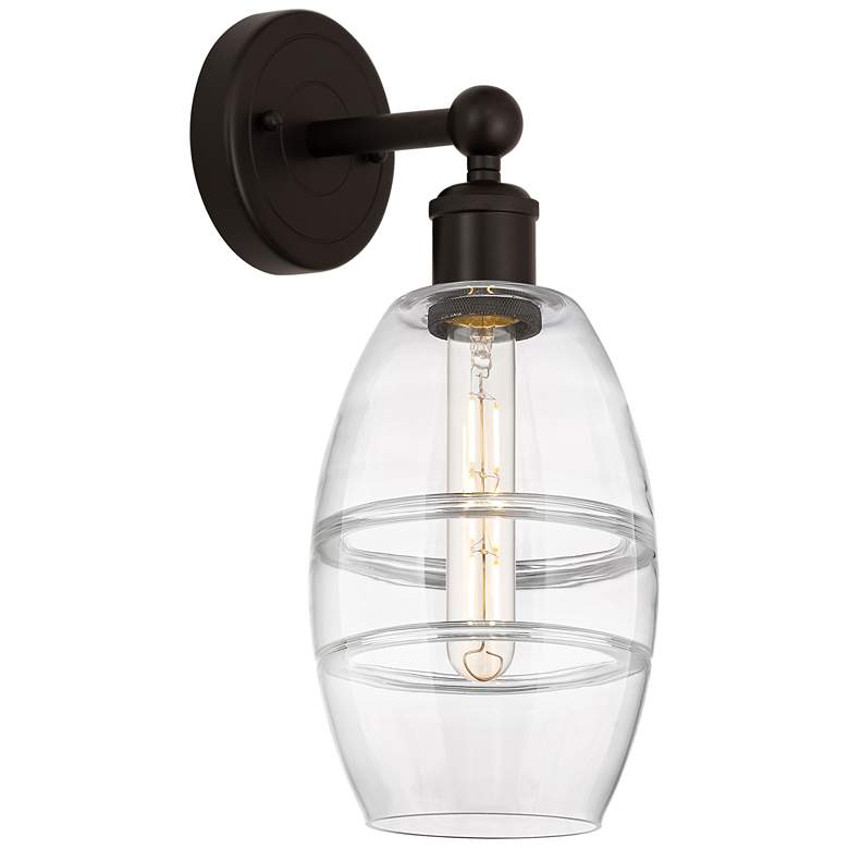 Image 1 Edison Vaz 10.38" High Oil Rubbed Bronze Sconce With Clear Shade