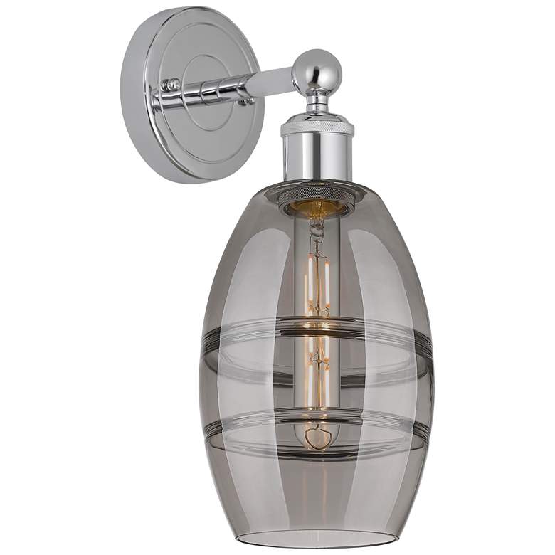 Image 1 Edison Vaz 10.38" High Polished Chrome Sconce With Light Smoke Shade