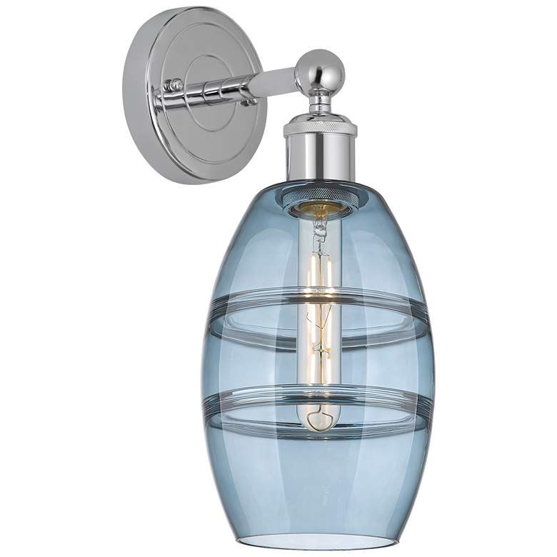 Image 1 Edison Vaz 10.38" High Polished Chrome Sconce With Princess Blue Shade