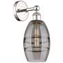 Edison Vaz 10.38" High Polished Nickel Sconce With Light Smoke Shade
