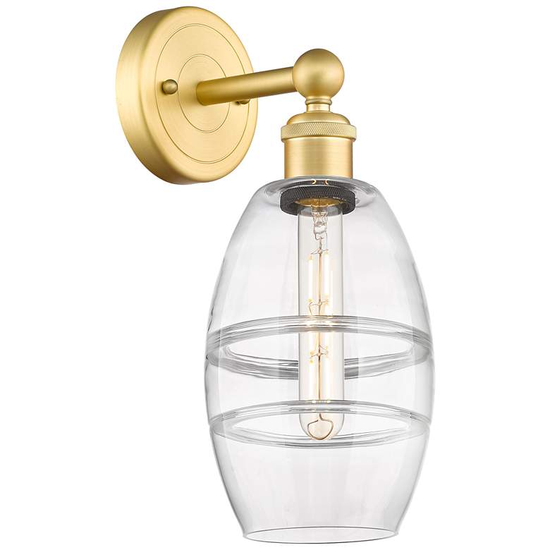 Image 1 Edison Vaz 10.38" High Satin Gold Sconce With Clear Shade