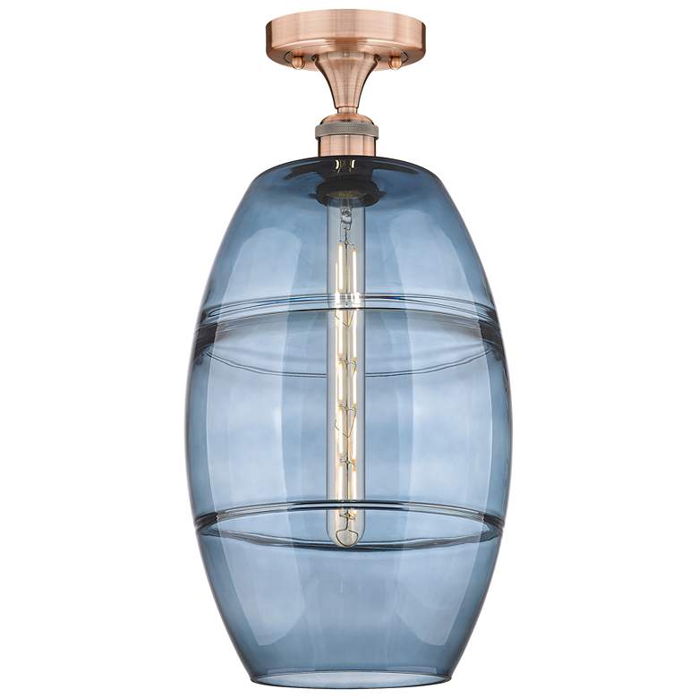 Image 1 Edison Vaz 10" Wide Antique Copper Semi-Flush Mount w/ Princess Blue S