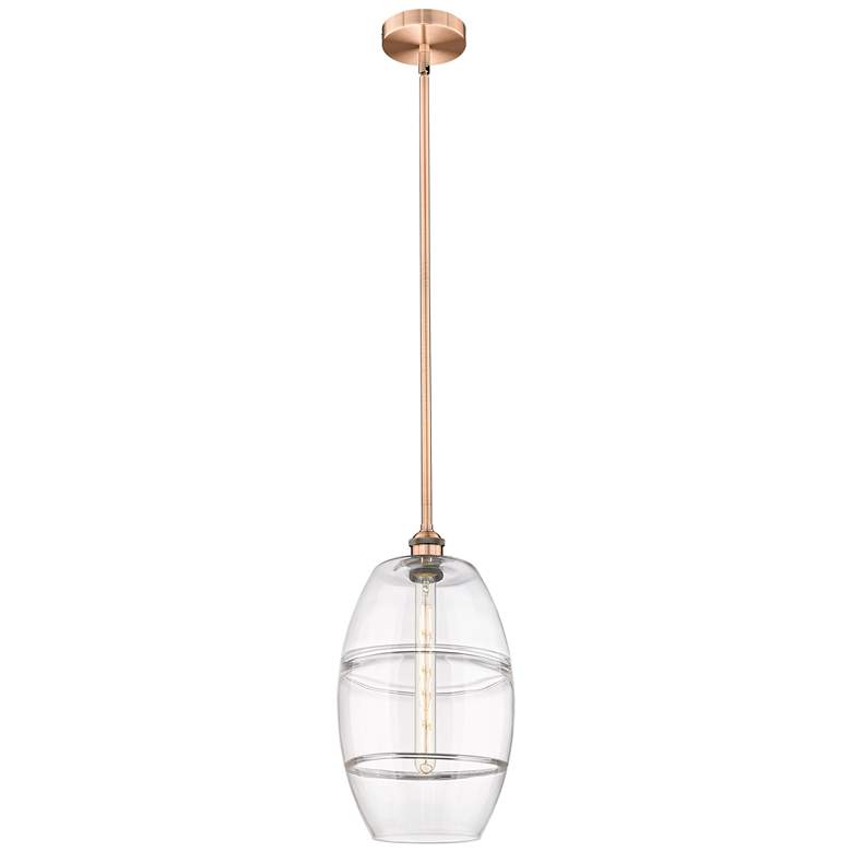 Image 1 Edison Vaz 10" Wide Antique Copper Stem Hung Mini Pendant With Clear S
