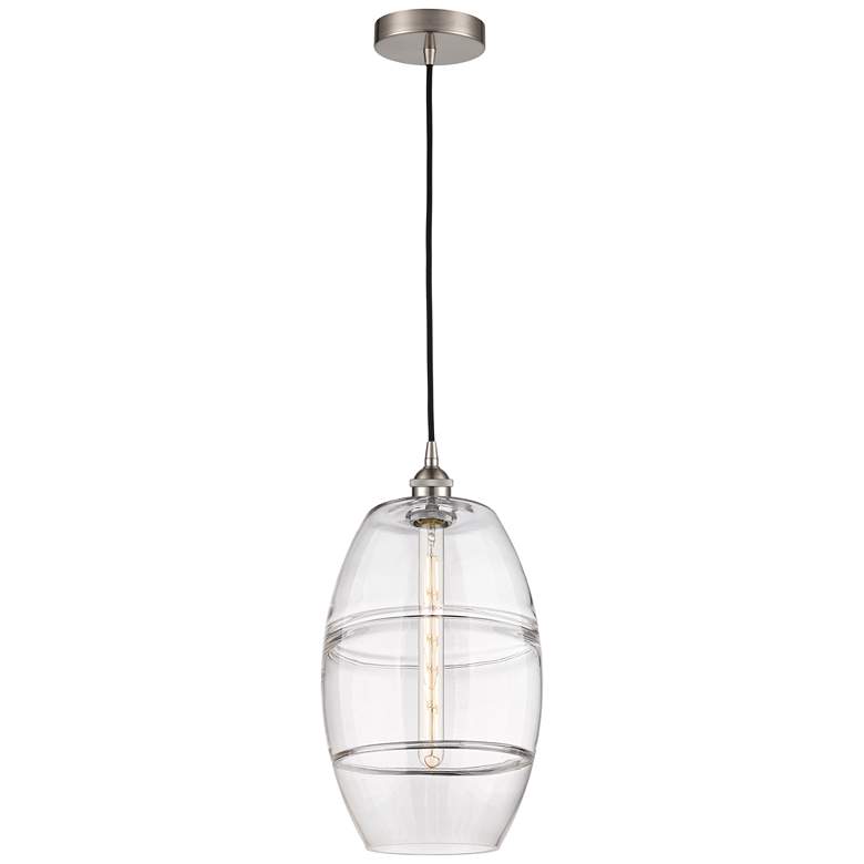 Image 1 Edison Vaz 10" Wide Brushed Satin Nickel Corded Mini Pendant w/ Clear