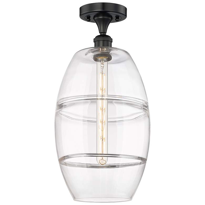 Image 1 Edison Vaz 10" Wide Matte Black Semi-Flush Mount With Clear Shade