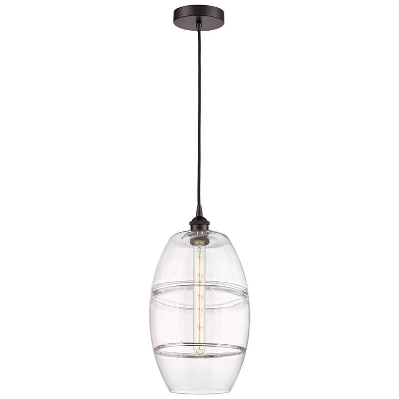 Image 1 Edison Vaz 10" Wide Oil Rubbed Bronze Cord Hung Mini Pendant w/ Clear
