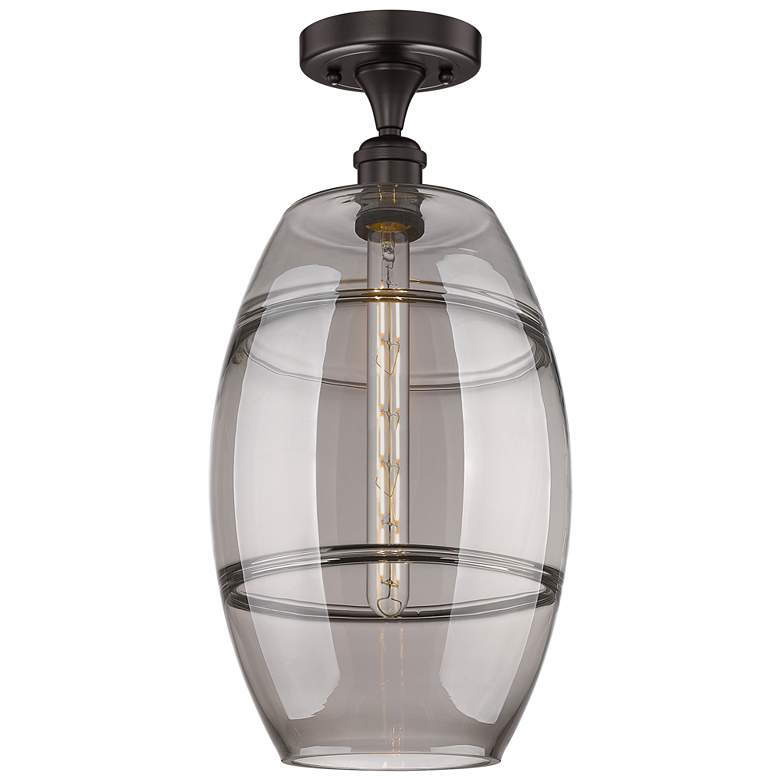 Image 1 Edison Vaz 10" Wide Oil Rubbed Bronze Semi-Flush Mount w/ Light Smoke