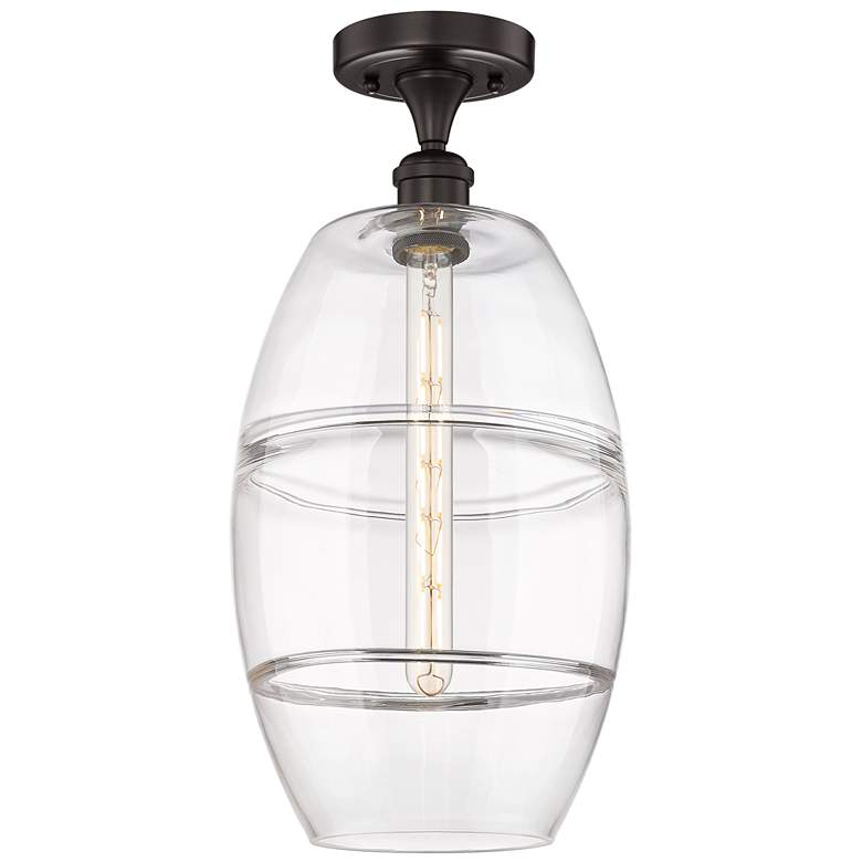 Image 1 Edison Vaz 10" Wide Oil Rubbed Bronze Semi-Flush Mount With Clear Shad