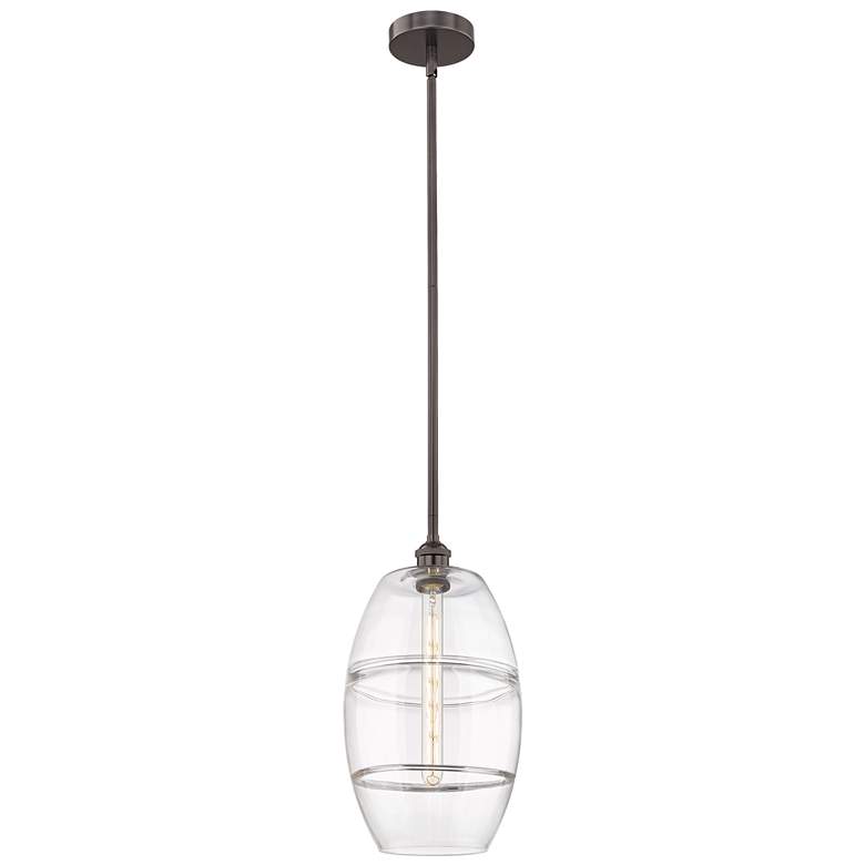 Image 1 Edison Vaz 10" Wide Oil Rubbed Bronze Stem Hung Mini Pendant w/ Clear