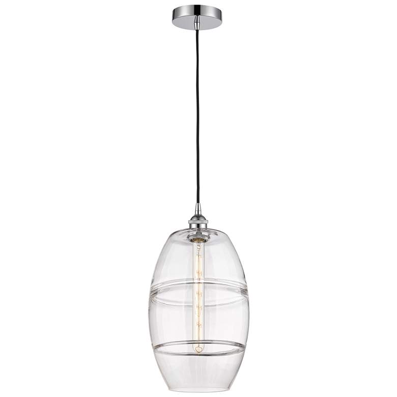 Image 1 Edison Vaz 10" Wide Polished Chrome Cord Hung Mini Pendant With Clear