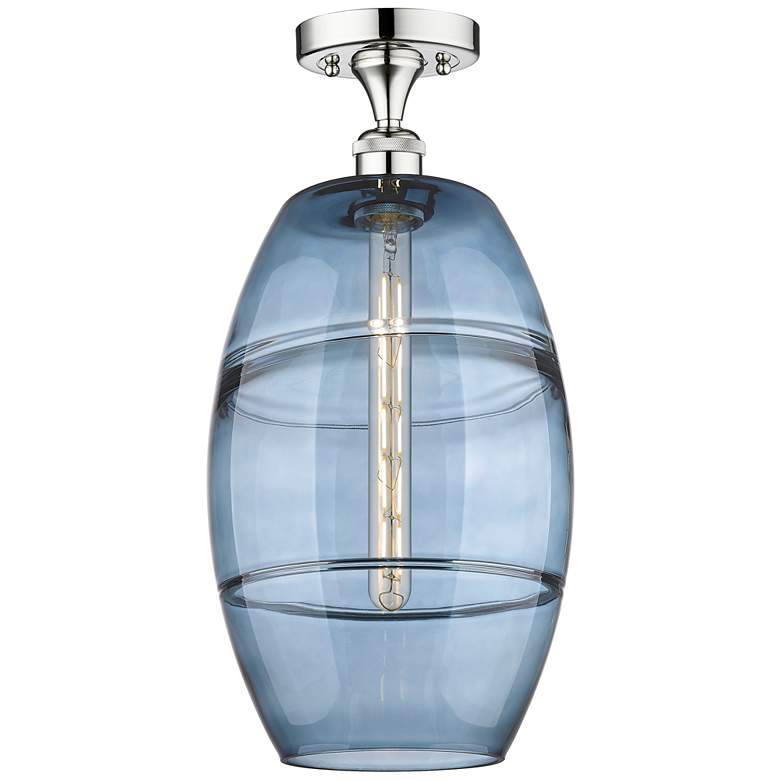 Image 1 Edison Vaz 10" Wide Polished Chrome Semi-Flush Mount w/ Princess Blue