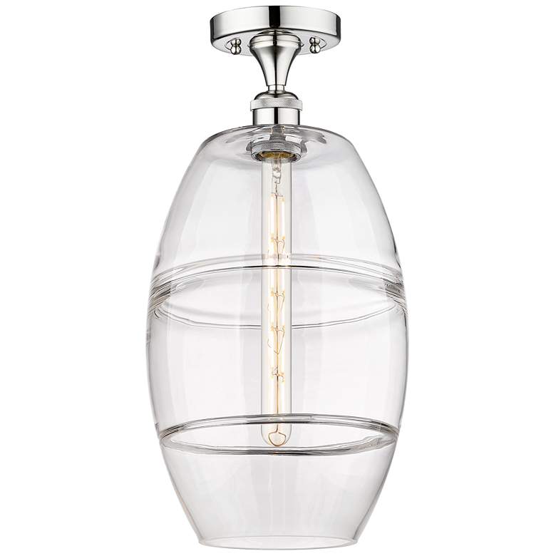 Image 1 Edison Vaz 10" Wide Polished Chrome Semi-Flush Mount With Clear Shade