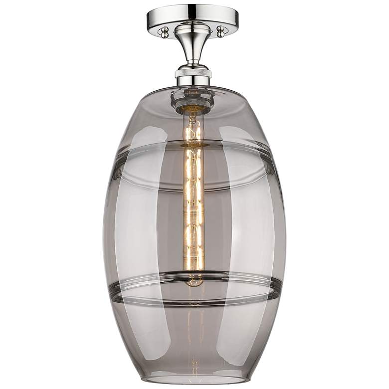 Image 1 Edison Vaz 10" Wide Polished Chrome Semi-Flush Mount With Light Smoke