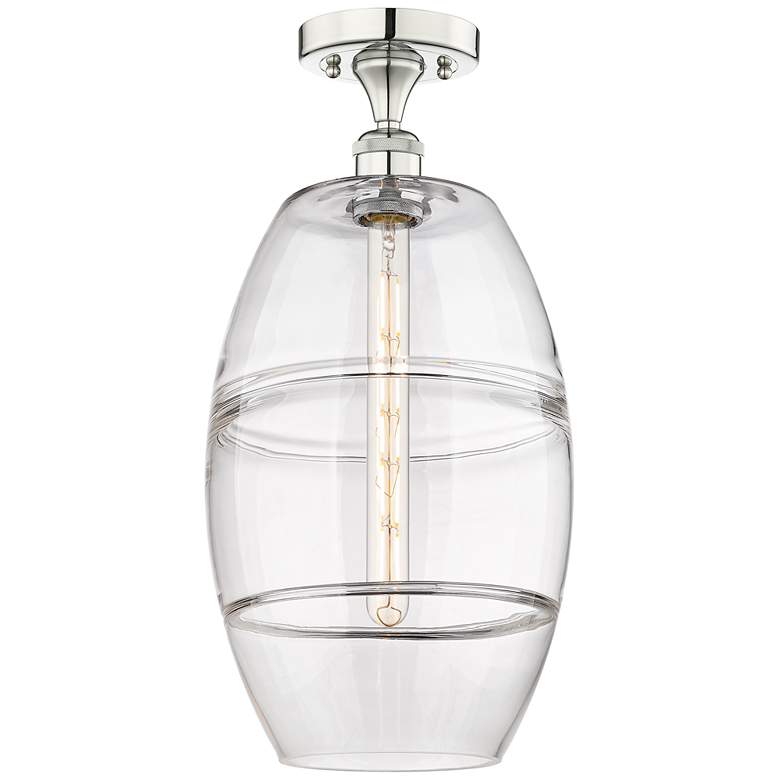 Image 1 Edison Vaz 10" Wide Polished Nickel Semi-Flush Mount With Clear Shade