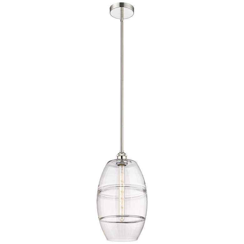 Image 1 Edison Vaz 10" Wide Polished Nickel Stem Hung Mini Pendant With Clear