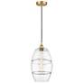 Edison Vaz 10" Wide Satin Gold Cord Hung Mini Pendant With Clear Shade