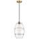 Edison Vaz 10" Wide Satin Gold Cord Hung Mini Pendant With Clear Shade