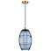 Edison Vaz 10" Wide Satin Gold Corded Mini Pendant w/ Princess Blue Sh
