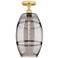 Edison Vaz 10" Wide Satin Gold Semi-Flush Mount With Light Smoke Shade