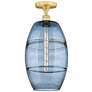 Edison Vaz 10" Wide Satin Gold Semi-Flush Mount With Princess Blue Sha