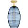 Edison Vaz 10" Wide Satin Gold Semi-Flush Mount With Princess Blue Sha