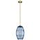 Edison Vaz 10"W Antique Brass Stemmed Mini Pendant w/ Princess Blue Sh