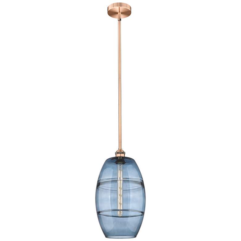 Image 1 Edison Vaz 10"W Antique Copper Stemmed Mini Pendant w/ Princess Blue S