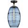 Edison Vaz 10"W Black Antique Brass Semi-Flush Mount w/ Princess Blue