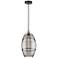 Edison Vaz 10"W Black Brass Corded Mini Pendant w/ Light Smoke Shade