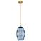 Edison Vaz 10"W Brushed Brass Stemmed Mini Pendant w/ Princess Blue Sh