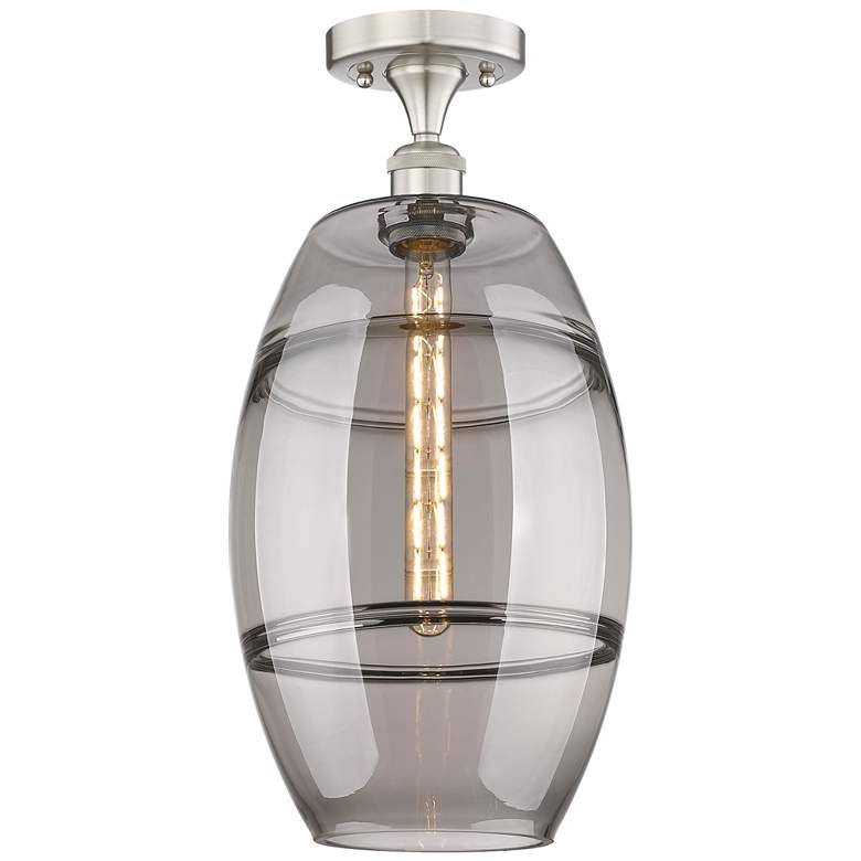 Image 1 Edison Vaz 10"W Brushed Satin Nickel Semi-Flush Mount w/ Light Smoke S
