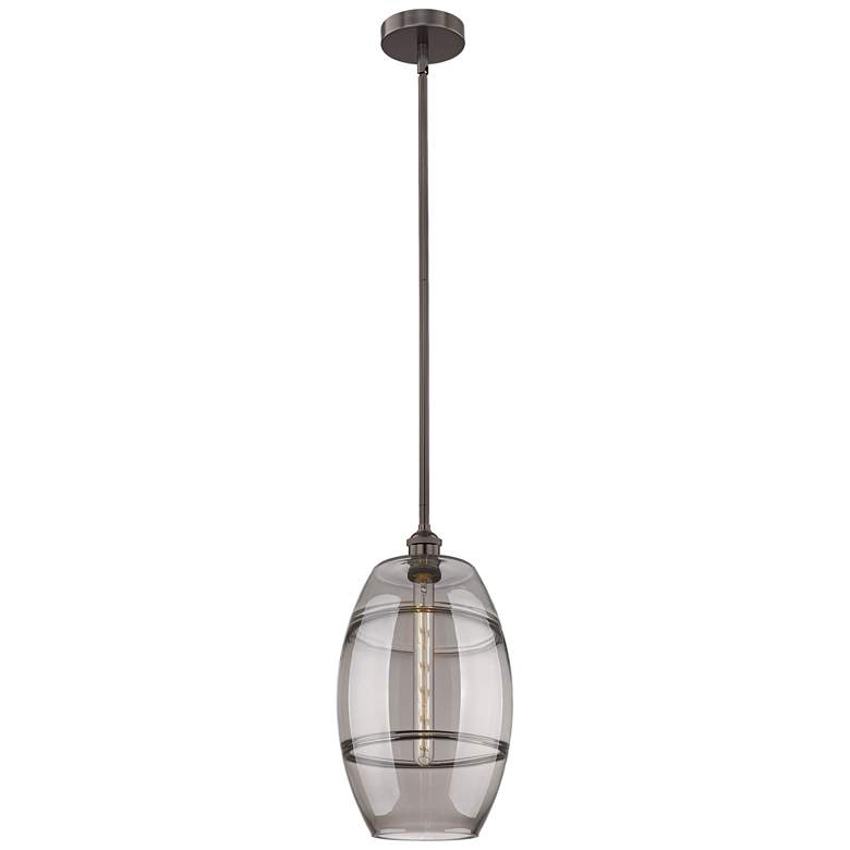 Image 1 Edison Vaz 10"W Oil Rubbed Bronze Stemmed Mini Pendant w/ Light Smoke