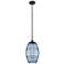 Edison Vaz 10"W Oiled Bronze Stemmed Mini Pendant w/ Princess Blue Sha