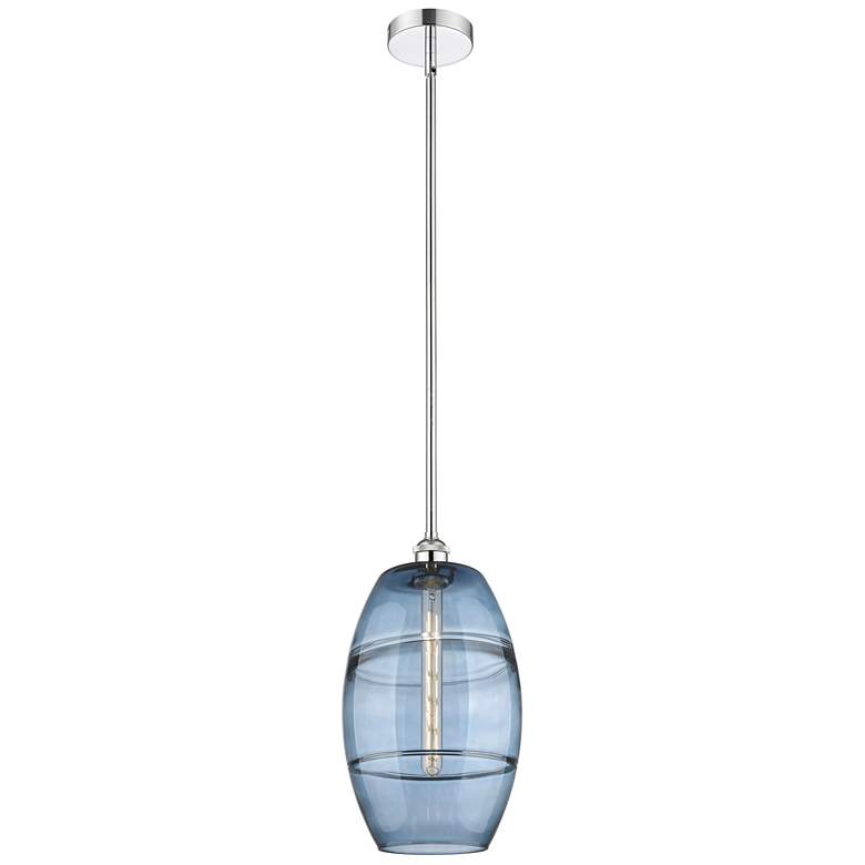Image 1 Edison Vaz 10"W Polished Chrome Stemmed Mini Pendant w/ Princess Blue