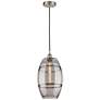 Edison Vaz 10"W Satin Nickel Corded Mini Pendant w/ Light Smoke Shade