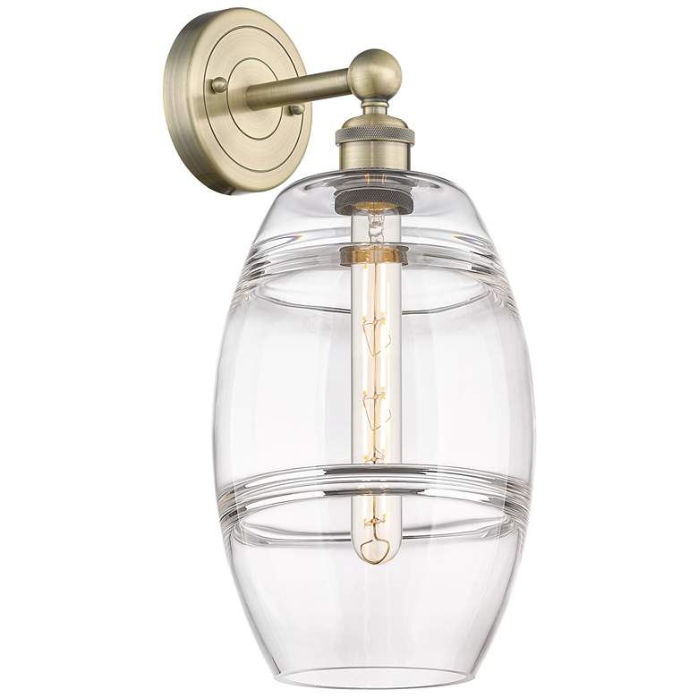 Image 1 Edison Vaz 12.13" High Antique Brass Sconce With Clear Shade